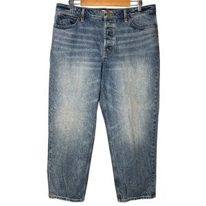 RYEGRASS | Women’s Blue Straight Barrel Leg Button Fly Baggy Denim Jeans size 14